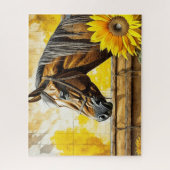 馬とヒマワリの美しいAIアート ジグソーパズル (縦)