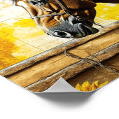 馬とヒマワリの美しいAIアート ポスター (角)