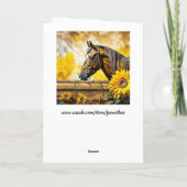 馬とヒマワリパーソナライズされた誕生日 カード (裏面)