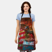 馬とプレゼントメラミンプレート エプロン (着用した状態)