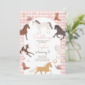 馬とポニーのお誕生日おめでとう　カウガール　女の子 招待状 (スタンド正面)