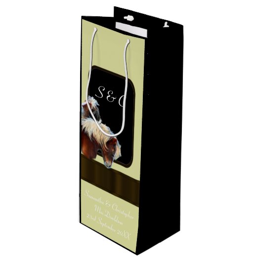 馬とポニーの馬術をテーマにした ワインギフトバッグ (正面アングル)