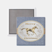 馬とメリークリスマスを備えた西ベルトバックル マグネット (正面/裏面)