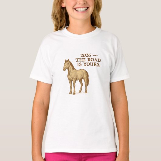 馬とモチベーションアップのテキスト Tシャツ (正面)