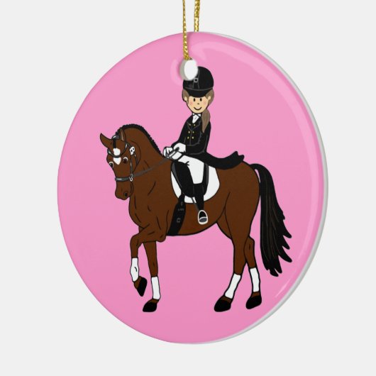 馬とライダパーソナライズされたードレスセージのアクセサリー セラミックオーナメント (左)
