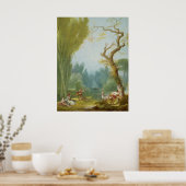 馬とライダーのゲーム – ジャン・フラゴナールファインアート ポスター (キッチン)