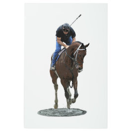 馬とライダーの金属芸術をギャロッピング メタルプリント