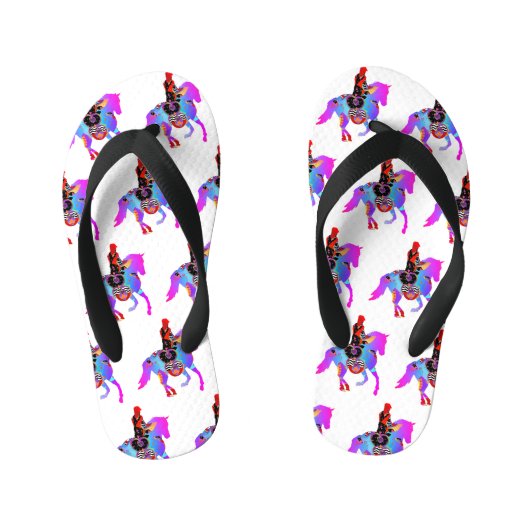 馬とライダーキッズビーチサンダル キッズビーチサンダル (フットベッド)