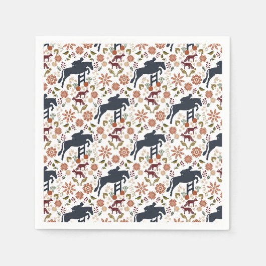 馬とライダーナプキン | 秋馬術フォークAr スタンダードカクテルナプキン (正面)