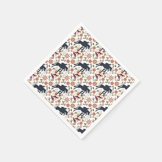 馬とライダーナプキン | 秋馬術フォークAr スタンダードカクテルナプキン (角)