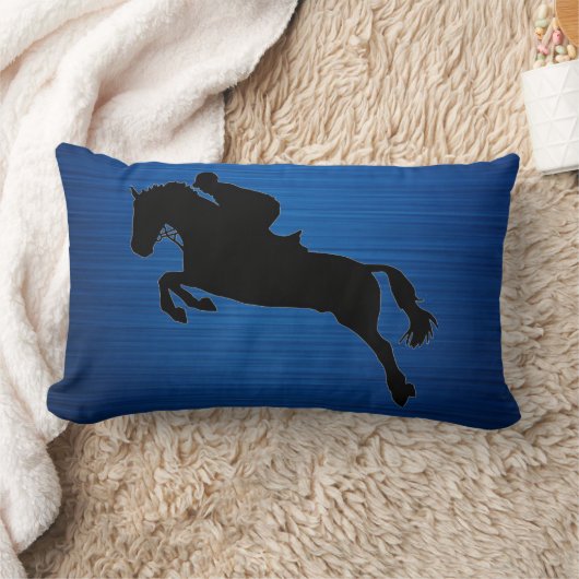 馬とライダーハンタージャンパー馬術師 ランバークッション (ブランケット)