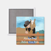 馬とライダーベクターアート祈りの言葉磁石 マグネット (正面/裏面)