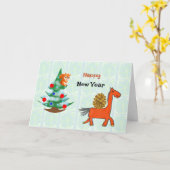 馬とリス カード (黄色い花)