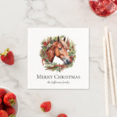 馬とリースエレガントメリークリスマスナプキンス スタンダードカクテルナプキン (インサイチュ)