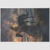 馬とレディのビーチとサンセットのデコパージュ、 薄葉紙 (正面)