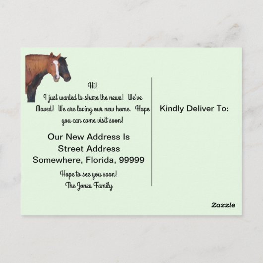馬とロバの新しいアドレスのポストカード ポストカード (裏面)
