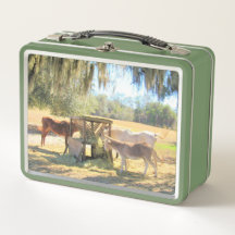 馬とロバの昼食時間 