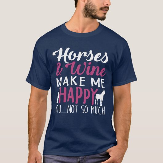 馬とワインが私を幸せにする少年 Tシャツ (正面)