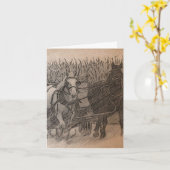 馬とワゴンデジタルアート、ドイツ誕生日 カード (黄色い花)