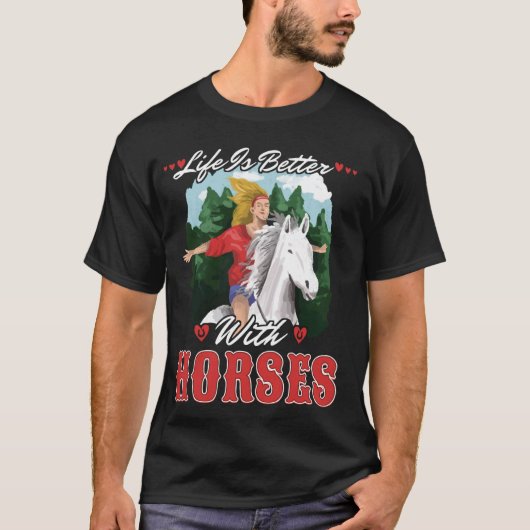 馬と一緒が最高 キッズ 女子 馬術 Tシャツ (正面)