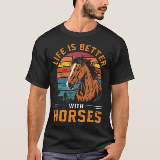馬と一緒が最高!馬好きのためのお馬さんデザイン Tシャツ (正面)