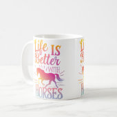 馬と一緒なら人生もっと素敵 馬術 ライフ コーヒーマグカップ (正面左)