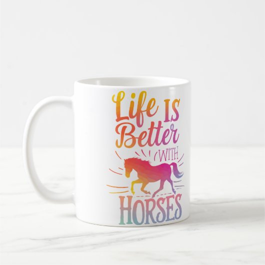 馬と一緒なら人生もっと素敵 馬術 ライフ コーヒーマグカップ (左)