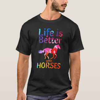 馬と一緒に可愛い乗馬 Tシャツ