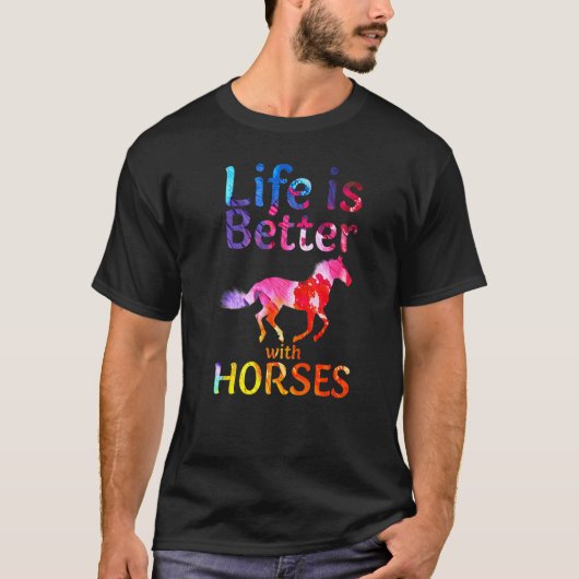 馬と一緒に可愛い乗馬 Tシャツ (正面)