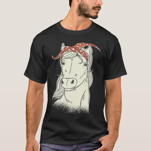 馬と一緒の女の子に Tシャツ (正面)