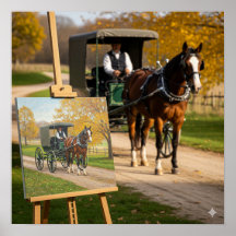 馬と乳母車絵を描の