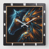 馬と人間の調和の本質の融合 スクエア壁時計 (正面)