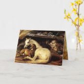 馬と動物の母の日を持つアラブのテント カード (黄色い花)