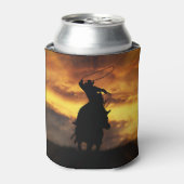 馬と夕日で歩くカウボーイ 缶クーラー (缶正面)