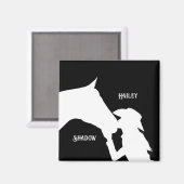 馬と女の子のキス女性のカーボーイ西部 マグネット (正面/裏面)