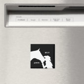 馬と女の子のキス女性のカーボーイ西部 マグネット (インサイチュ (食洗機))