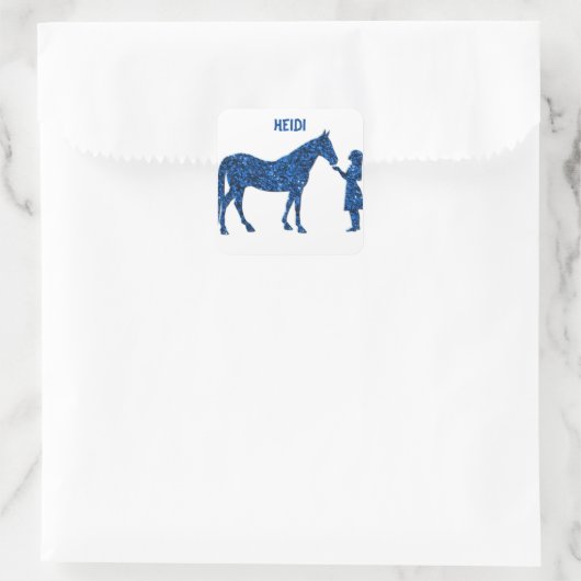 馬と女の子のステッパーソナライズされたカー。 スクエアシール (バッグ)