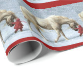 馬と女の子の冬クリスマスギフト紙 ラッピングペーパー (ロールコーナー)