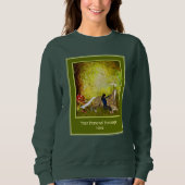 馬と女の子自分の文字を追加カスタム スウェットシャツ (正面)