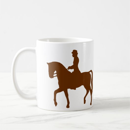 馬と女性ライダークラシックシルエットイメージマグ コーヒーマグカップ (左)