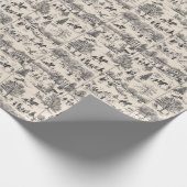 馬と家を持つ冬のシーンのトイル ラッピングペーパー (角)