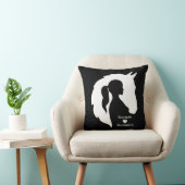 馬と少女の馬好きシルエットカスタムハート クッション (椅子)