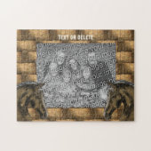 馬と干し草の葉あなたの写真を追加パーソナライズされた ジグソーパズル (横)