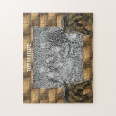 馬と干し草の葉あなたの写真を追加パーソナライズされた ジグソーパズル (縦)