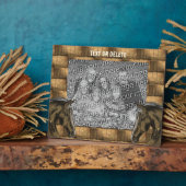 馬と干し草の葉あなたの写真を追加パーソナライズされた フォトプラーク (側面)