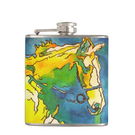 「馬と手綱カラフルブラックの輪郭アート」 #ho フラスク