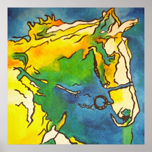 「馬と手綱カラフルブラックの輪郭アート」 #ho ポスター (正面)