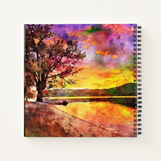 馬と日の出で湖ノート ノートブック (裏面)