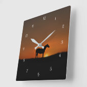 馬と日の出 スクエア壁時計 (傾斜)