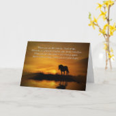 馬と日没の最深悔やみや弔慰スピリチュアル詩 カード (黄色い花)